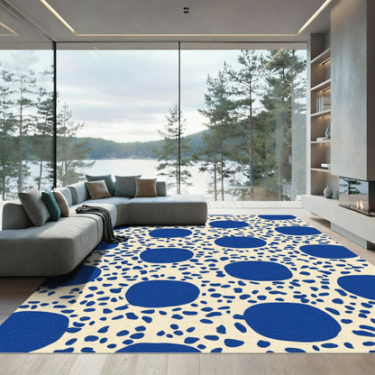 Blue Abstract Polka Dot Terrazzo Rug