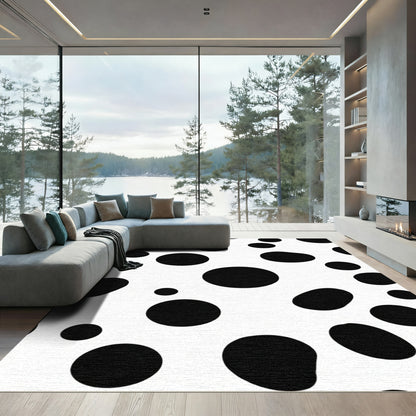 Bold Black Polka Dot Circles Rug
