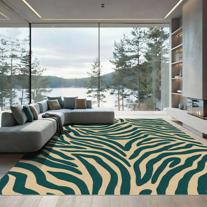 Emerald Teal Zebra Print Rug