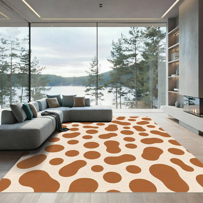 Brown Spots Cream Abstract Organic Surface Rug