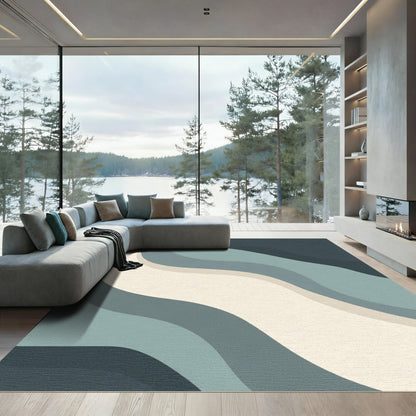 Cool Tone Abstract Wavy Terrains Rug