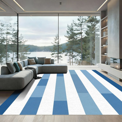 Ombre Blue Vertical Stripe Rug