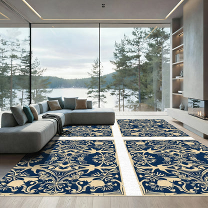 Tuscan Navy Golden Archway Medallion Rug
