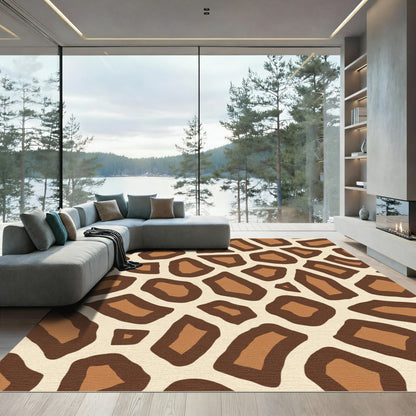 Brown Tan Giraffe Spot Texture Rug