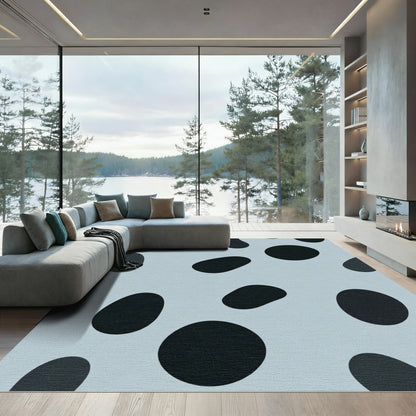 Pale Blue Black Spotty Organic Rug