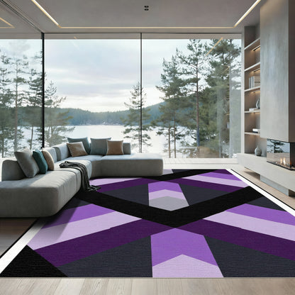 Purple Geometric Chevron Block Rug