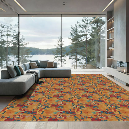 Amber Scarlet Teal Fluid Composition Rug
