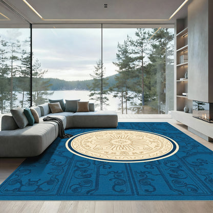 Deep Blue Contemporary Medallion Rug