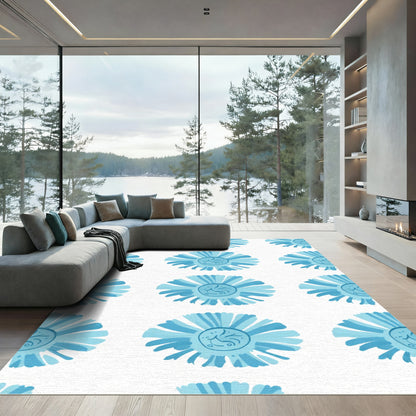 Light Blue Floral Medallion Rug