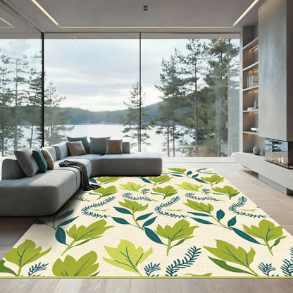 Green Leafy Branch Botanical Accent Rug