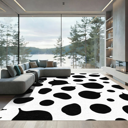 Black White Organic Blob Rug
