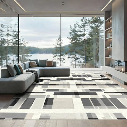 Monochromatic Geometric Pixel Arrangement Rug