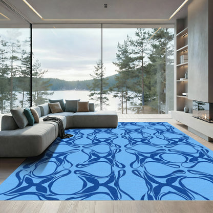 Deep Blue Organic Geometric Repeat Rug
