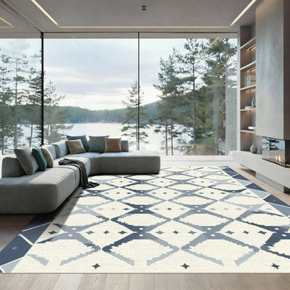 Blue Ivory Diamond Stairs Rug