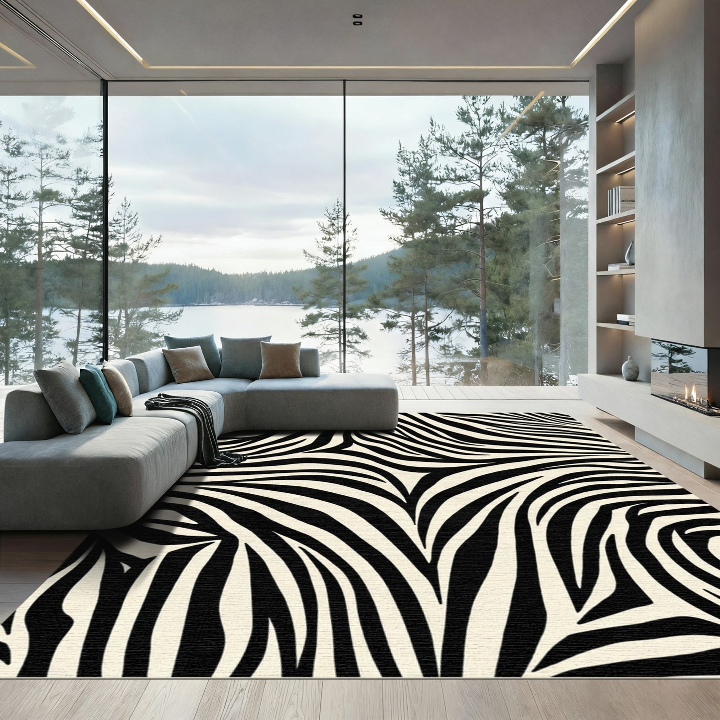 Bold Ivory Black Zebra Stripes Rug