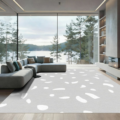 Modern Terrazzo Abstract White Specks Rug