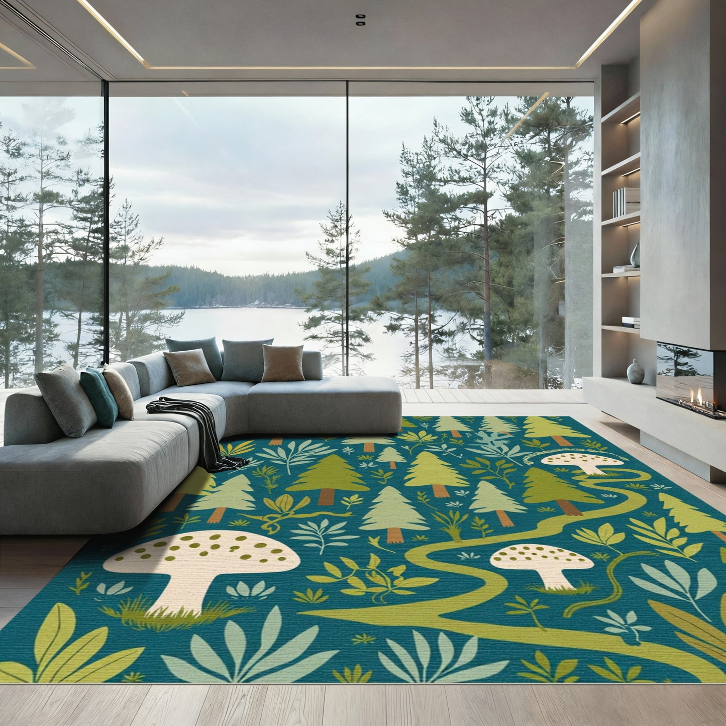 Forest Woodland Toadstool Path Rug