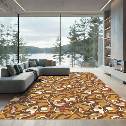 Earthy Tones Whimsical Animal Collage Rug
