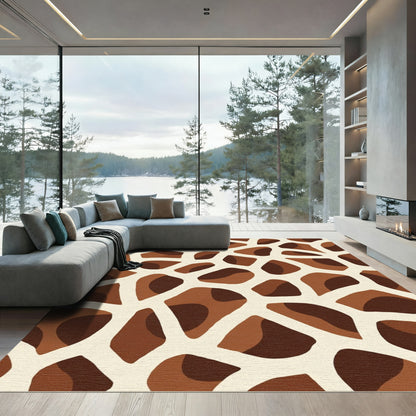 Earthy Brown Giraffe Spots Rug