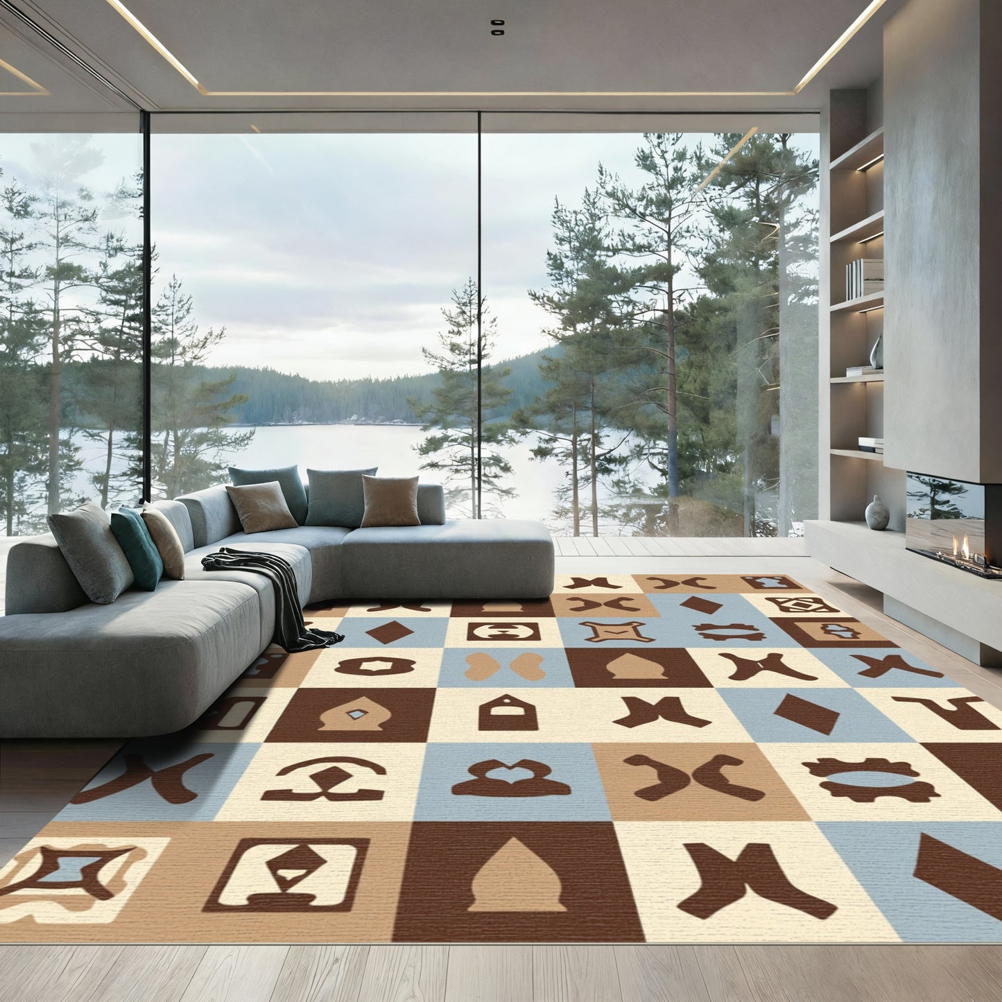 Geometric Earth Town Abstract Shapes Rug