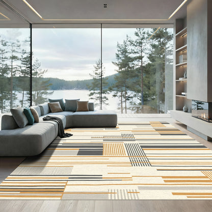 Terra Cotta Geometric Stripe Arrangement Rug