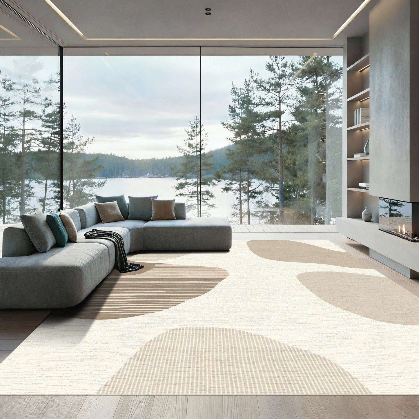 Neutral Abstract Organic Shapes Rug