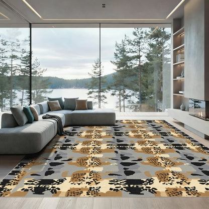 Abstract Leopard Patchwork Camouflage Rug