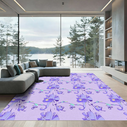 Whimsical Purple Floral Branch Rug