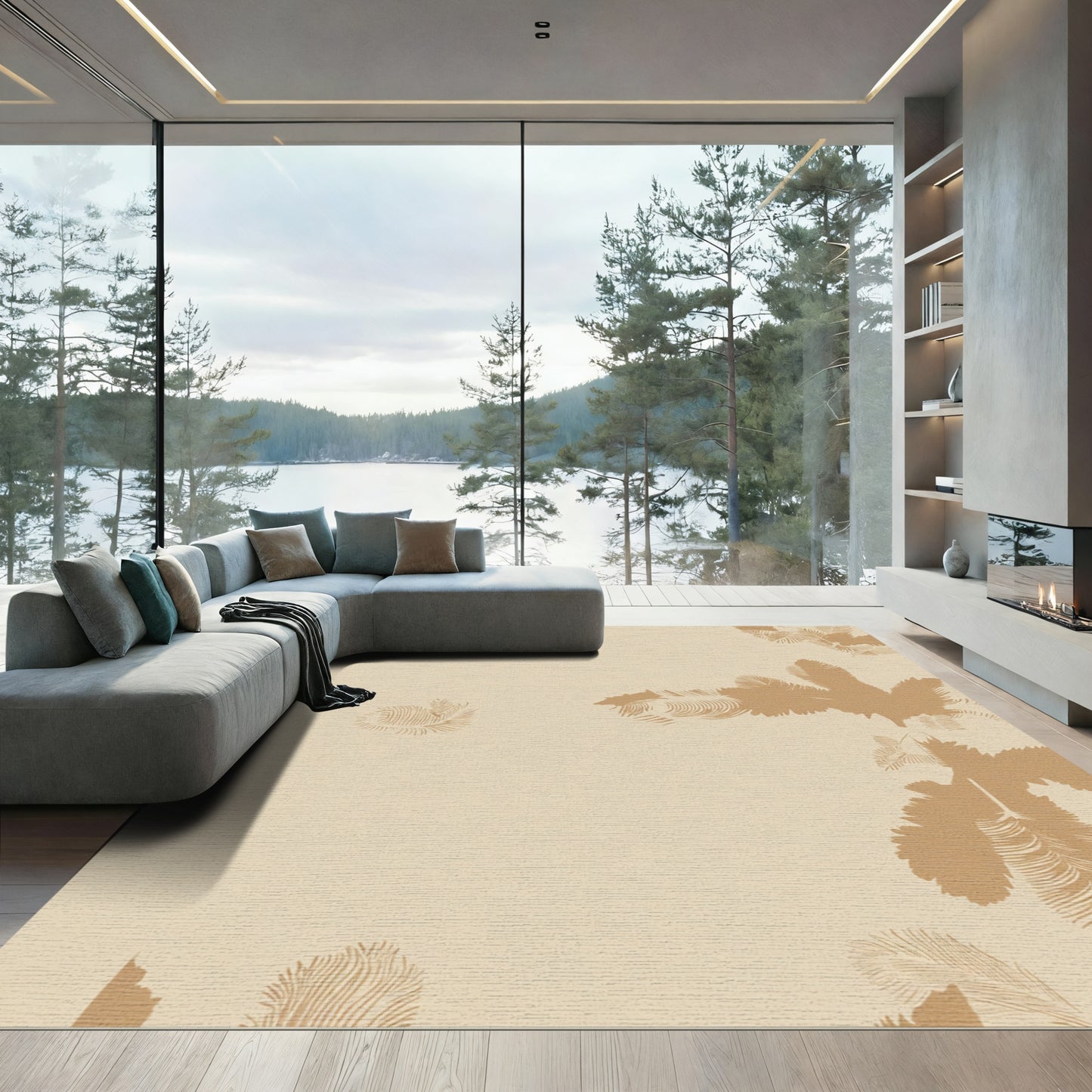 Sandy Tan Feather Cascade Rug