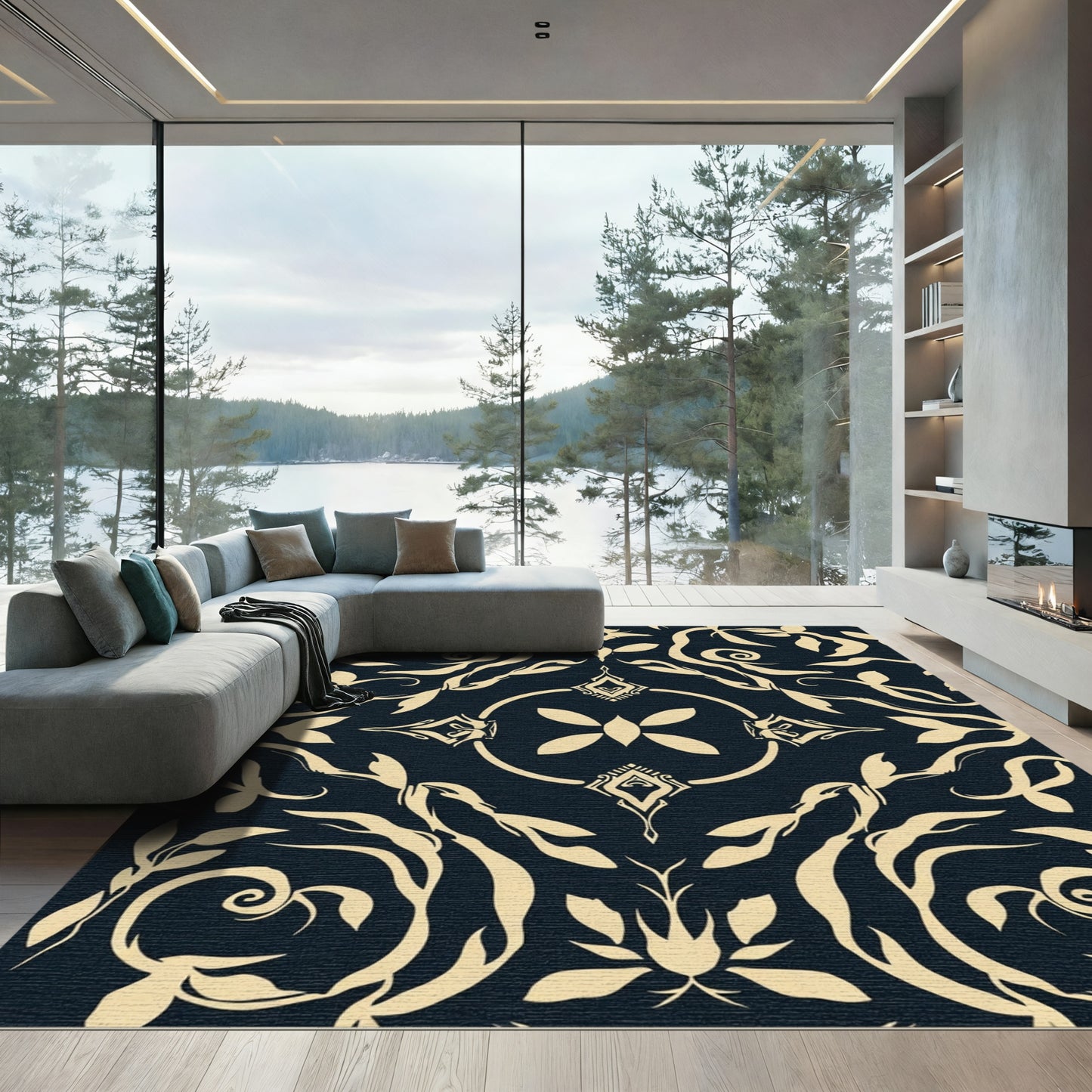 Classic Cream Floral Symmetry Rug
