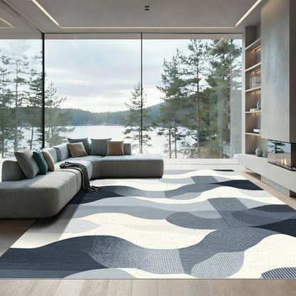 Abstract Blue Wave Cloudscape Rug