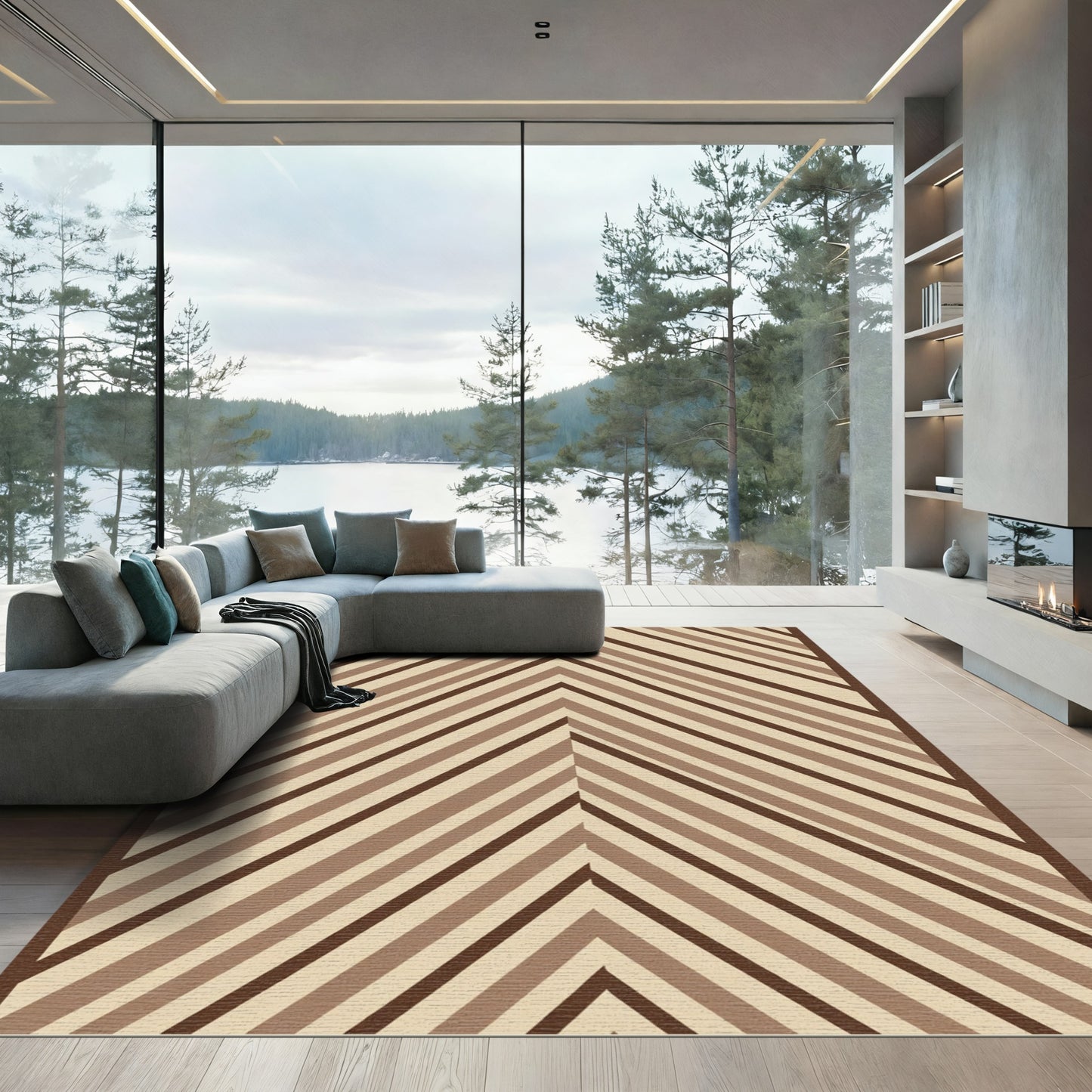 Earthy Chevron Stripes Rug