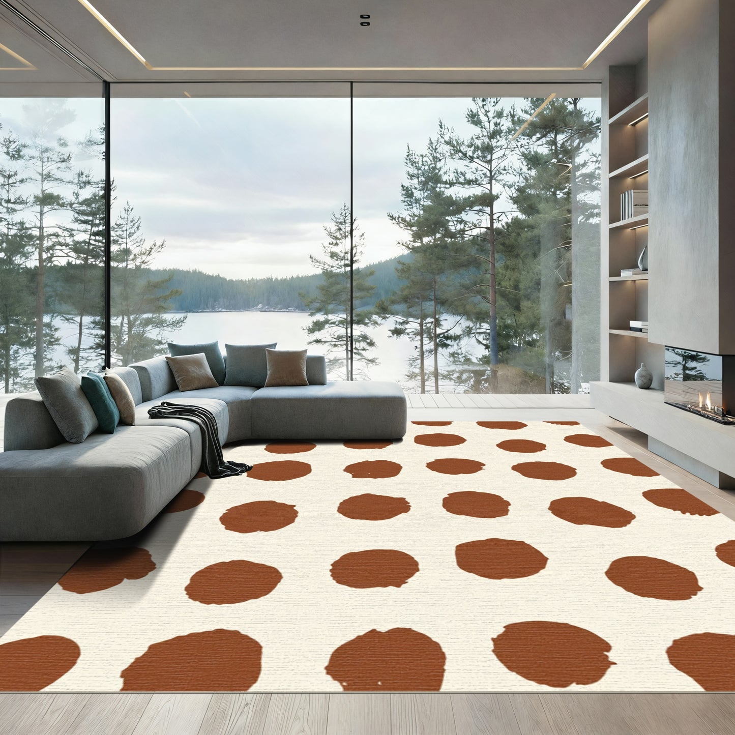 Brown Polka Dot Field Rug