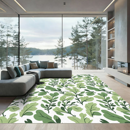 Forest Green Leafy Branches Rug