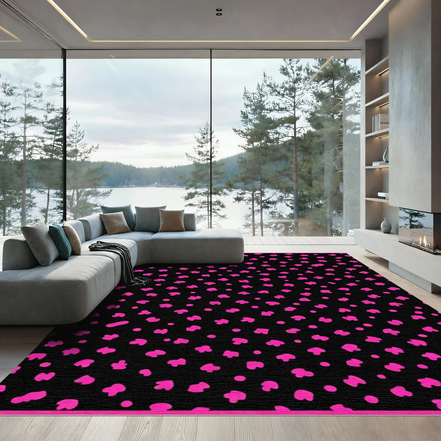 Hot Pink Scattered Spots Rug