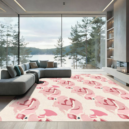 Pink Contemporary Abstract Blooms Rug