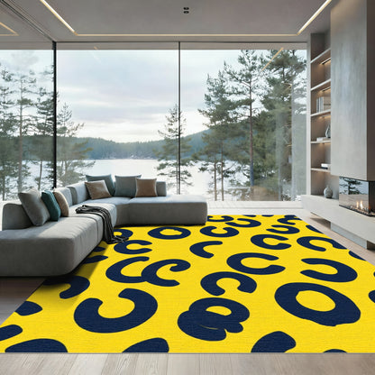 Bold Abstract Spots Yellow Blue Rug
