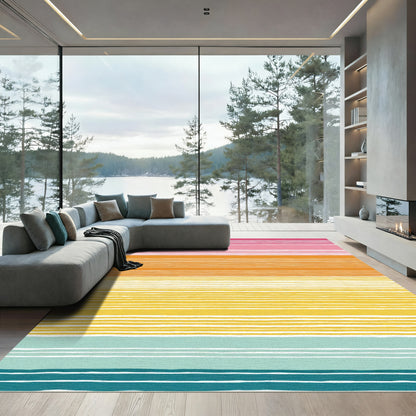 Vibrant Sunset Ombre Striped Rug