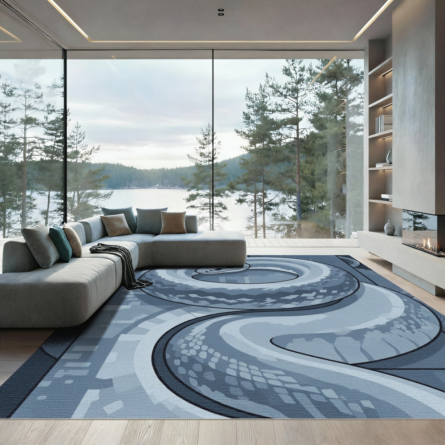 Serpentine Slate Geometric Serpent Rug