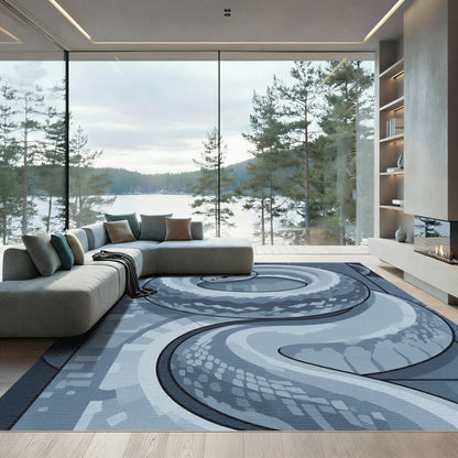 Serpentine Slate Geometric Serpent Rug