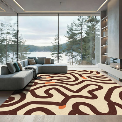 Cozy Coffee Swirl Abstract Rug