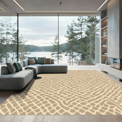 Rustic Beige Woven Abstract Texture Rug