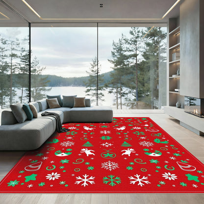 Christmas Red White Green Holiday Pattern Rug