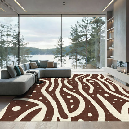 Organic Earthy Swirls Dots Rug