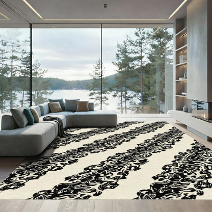 Bold Black Abstract Stripe Rug