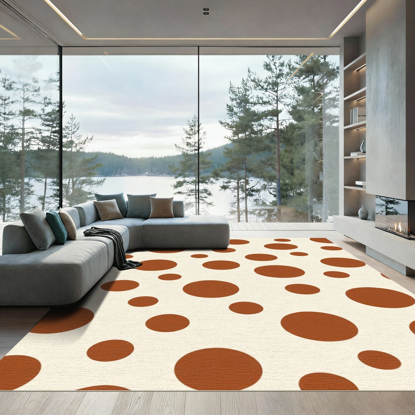 Chic brown polka dot background Rug