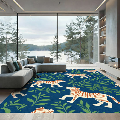 White Tiger Foliage Repeat Rug