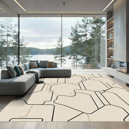 Geometric Maze Lines Rug