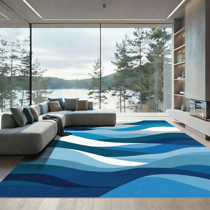 Oceanic Abstract Wave Layers Rug