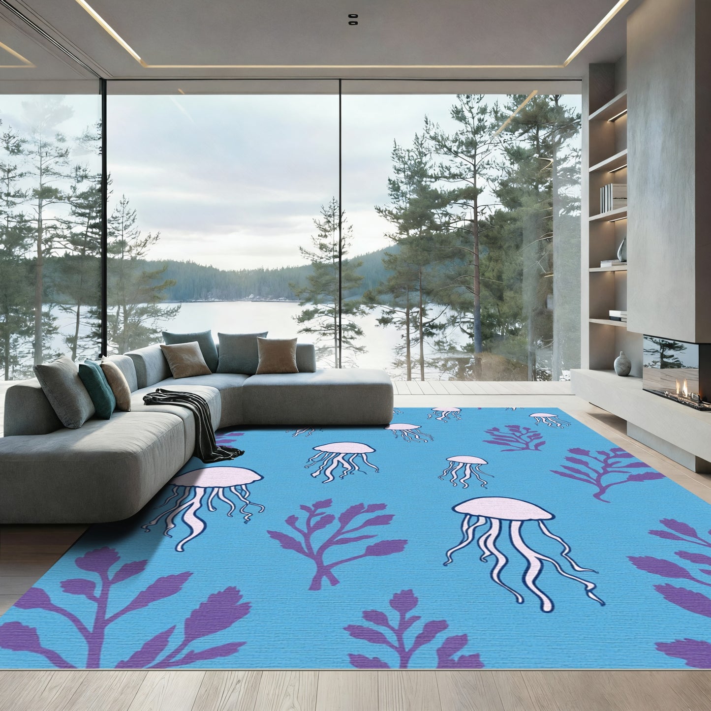 Oceanic Jellyfish And Kelp Harmony Rug